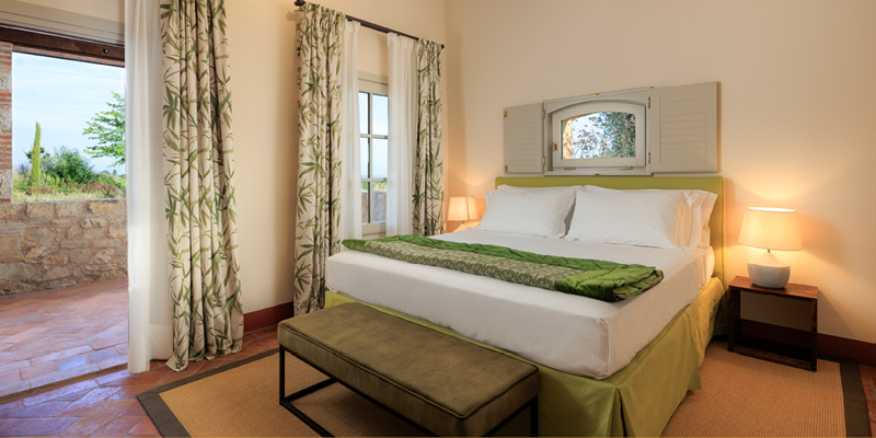 Old world charm, new world comfort in the spacious bedrooms at Villa San Marcellino